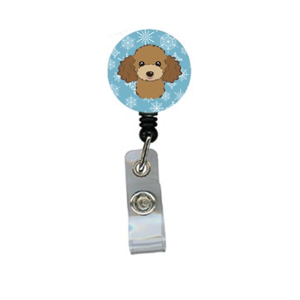 Teacher&Aposs Aid Snowflake Chocolate Brown Poodle Retractable Badge Reel TE2934894 - main